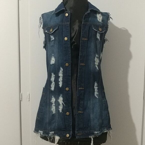 Riva Curve Ripped Denim Jacket - Picture 1 of 5
